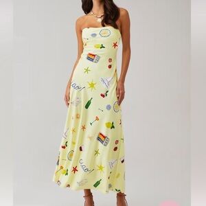 For Love & Lemons Carla Maxi- Positano print (yellow)